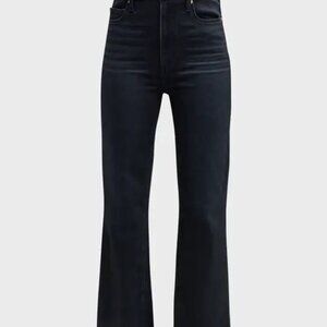 PAIGE Claudine Washed Black High‎ Rise Crop Raw Hem Flare Jeans 28